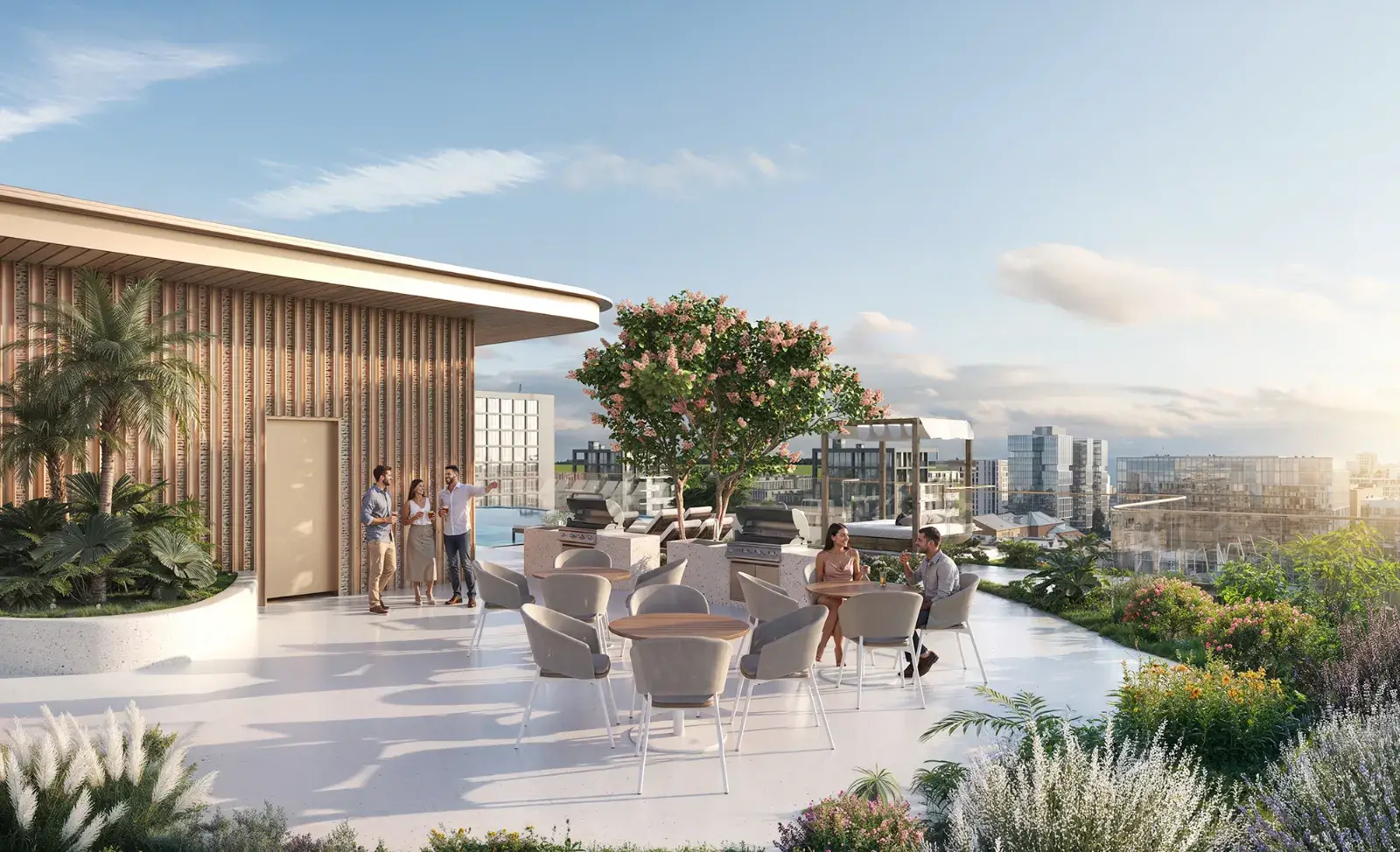 Rooftop terrace at 113 Residences by Iman