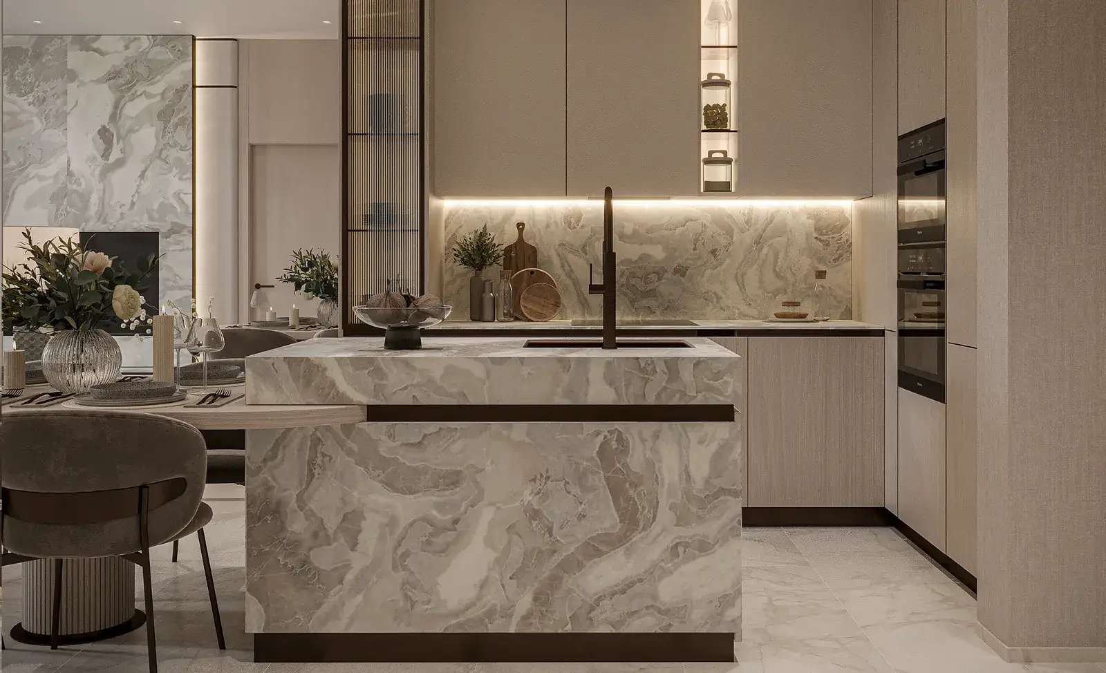 2 Bedroom Residence kitchen at 113 Residences by Iman